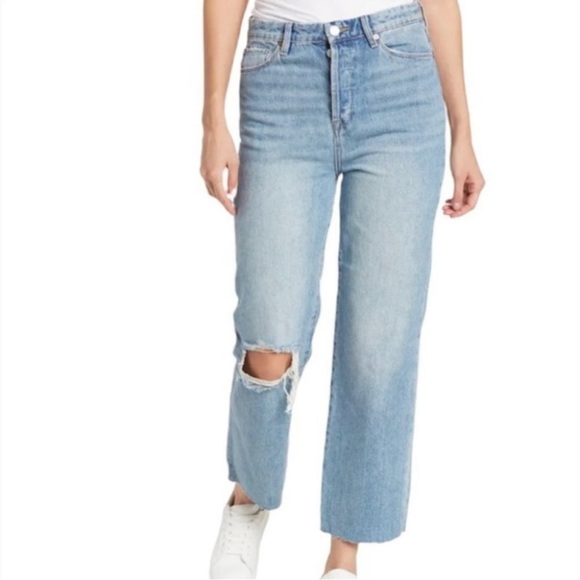 BLANKNYC Baxter High Rise Straight Leg Faded Distressed Ripped Mom Jeans - Picture 1 of 5